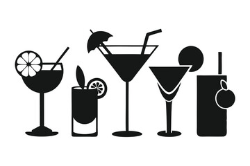 set of drinks icon isolated on white background