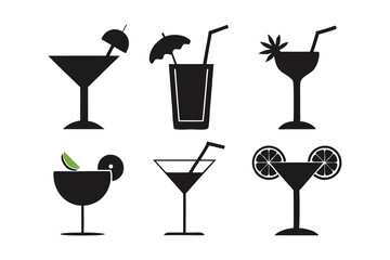 set of drinks icon isolated on white background