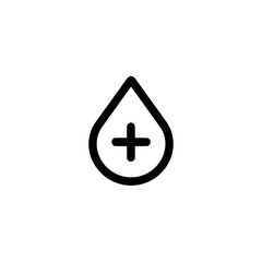 Obraz premium Water droplet icon with a plus sign symbolizing medical hydration or health benefits
