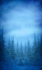 Ethereal blue winter forest dreamscape scene