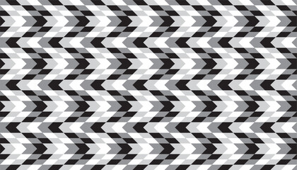 Seamless black and white chevron pattern with layered zigzag lines creating a bold, optical illusion effect. Ideal for modern backgrounds, textile prints, and minimalist design projects