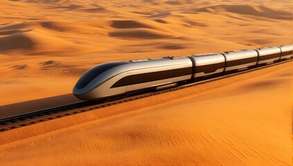 High-Speed Train Across the Desert Sands