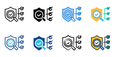 Security assessment icon set multiple style collection 
