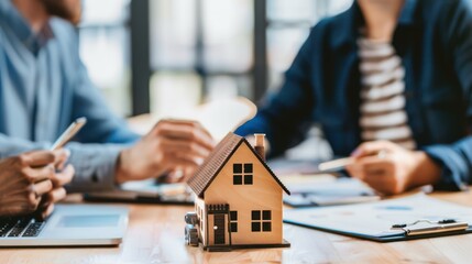 Homebuyers consulting with a finance expert about property purchase.