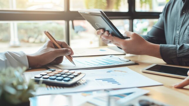 Financial advisor explaining different loan products to a client.