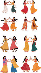 Indian Women Dancing in Traditional Attire