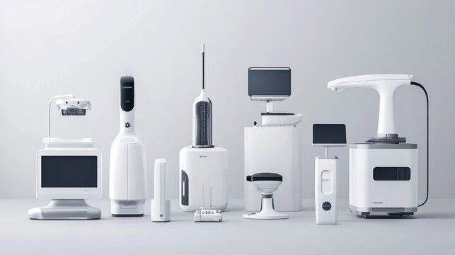 A collection of sleek, white medical devices and instruments