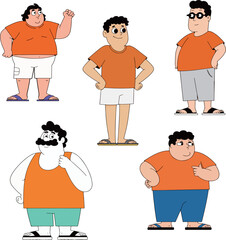 Cartoon Men in Summer Attire