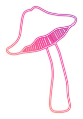 Neon mushroom handdrawn