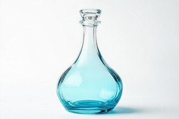 Teal glass decanter with a graceful shape.