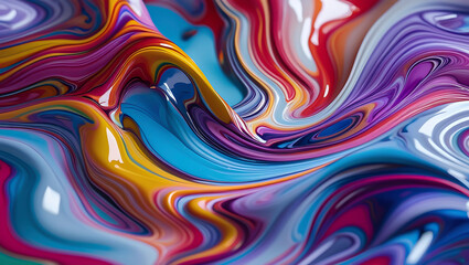 Swirling Colorful Liquid Paint Abstract Background