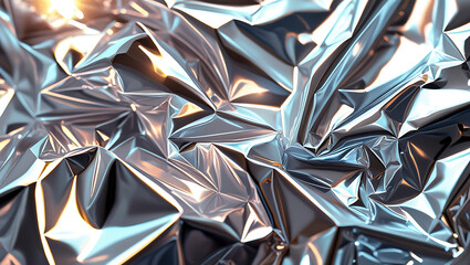 High Contrast Crumpled Aluminum Foil Texture, Abstract Metallic
