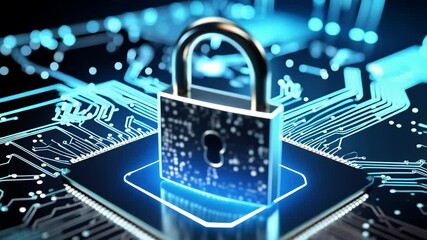 Padlock on motherboard symbolizing secure data, cybersecurity technology, computer hardware, digital protection, and technological networks - Powered by Adobe