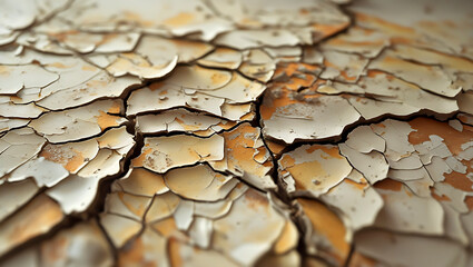 Macro Closeup of Weathered Cracked Paint, Grunge Texture