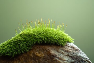 Fototapeta premium Close-up of vibrant moss on a stone surface.