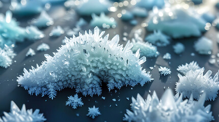 Growing Clear Crystals on Dark Surface, Abstract Formation