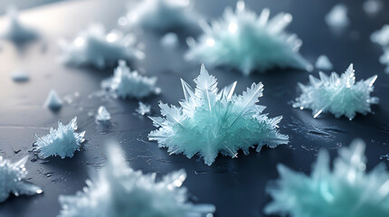 Growing Clear Crystals on Dark Surface, Abstract Formation