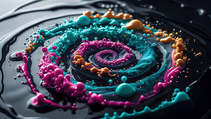 Vibrant Paint Splash Vortex, Colorful Liquid Swirl