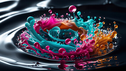 Vibrant Paint Splash Vortex, Colorful Liquid Swirl