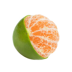 Half Peeled Mandarin Orange Fruit with Skin PNG