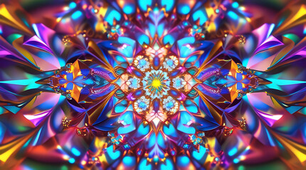 Vibrant Kaleidoscope Pattern, Abstract Geometric Mandala