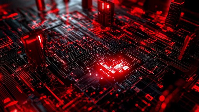 Red Tech Digital Network Connection Background