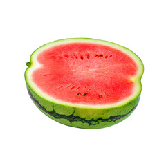 Ripe Watermelon Cut in Half Showing Red Flesh PNG
