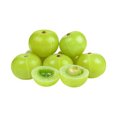 Whole and Sliced Green Apple with Seeds PNG