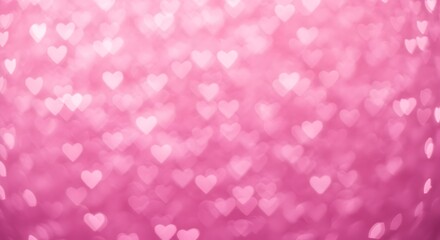 Romantic Pink Bokeh Background with Heart Shapes