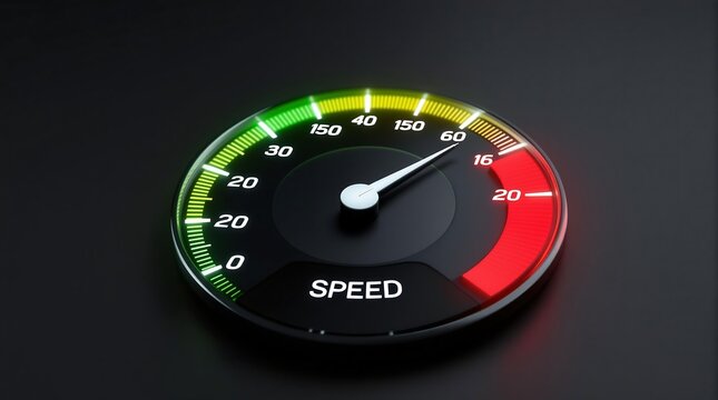 Speedometer gauge speed measurement indicator fast slow velocity car vehicle dashboard performance 100