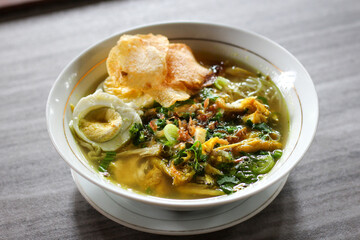 Soto lamongan. chicken yellow soup from Lamongan, east java, indonesia.