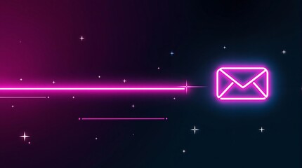 Neon email marketing concept design for business communication and digital newsletter campaign banner design
