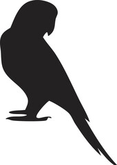 Vector icon of sitting parrot, simple black silhouette for animal, nature, or tropical designs.