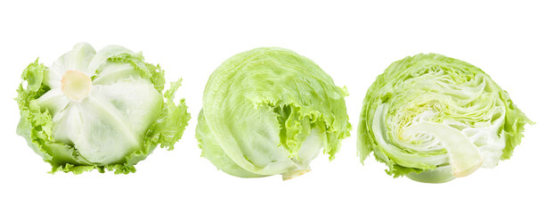 Iceberg lettuce isolated on transparent png (Image from camera)