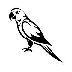 Elegant perched parrot silhouette icon, perfect for nature branding, wildlife content, or prints.

