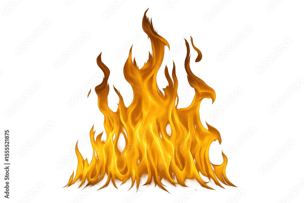 Poster burning fire with transparent background, perfect for adding a touch of heat and intensity to design