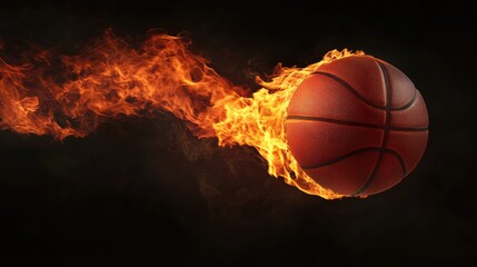 Fototapeta premium Fiery Basketball: A Blaze of Passion and Competition