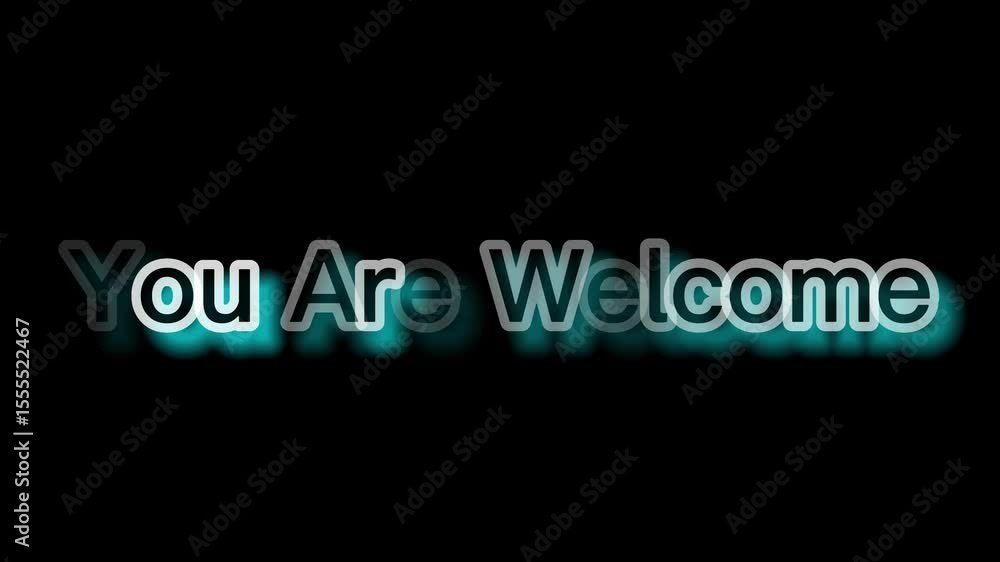 Poster yo are welcome text with blue glow effect on black background in center view animation