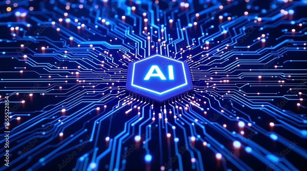 Poster ai artificial intelligence technology circuit board futuristic innovation network system concept des