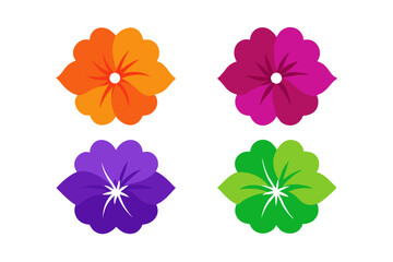 set of Petunia vector silhouette illustration isolated on white background