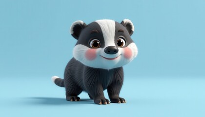 Cute Cartoon Badger Character with Big Eyes and Happy Expression