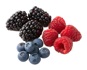 Mixed berries isolated on transparent background