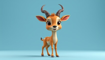 Cute cartoon gazelle character with big eyes and playful expression