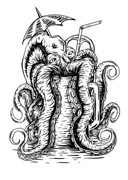 Octopus mugg digital illustration