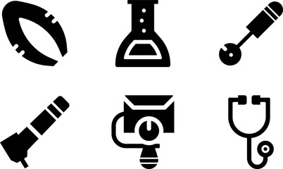 Modern Rounded Filled Medical Instruments Icon Set