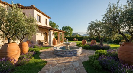 Mediterranean villa exterior garden design