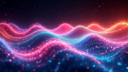 Pink Blue and Orange Particle Wave Abstract Background