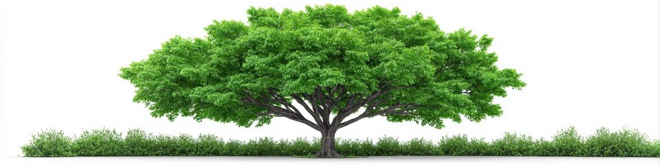 Fototapeta premium Lush Green Tree and Greenery Against White Background