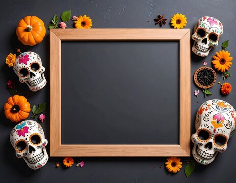 Framed chalkboard, Day of the Dead - Powered by Adobe