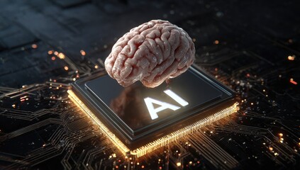 Artificial intelligence brain on circuit board